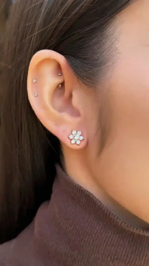 Brinco Flor Cravejado